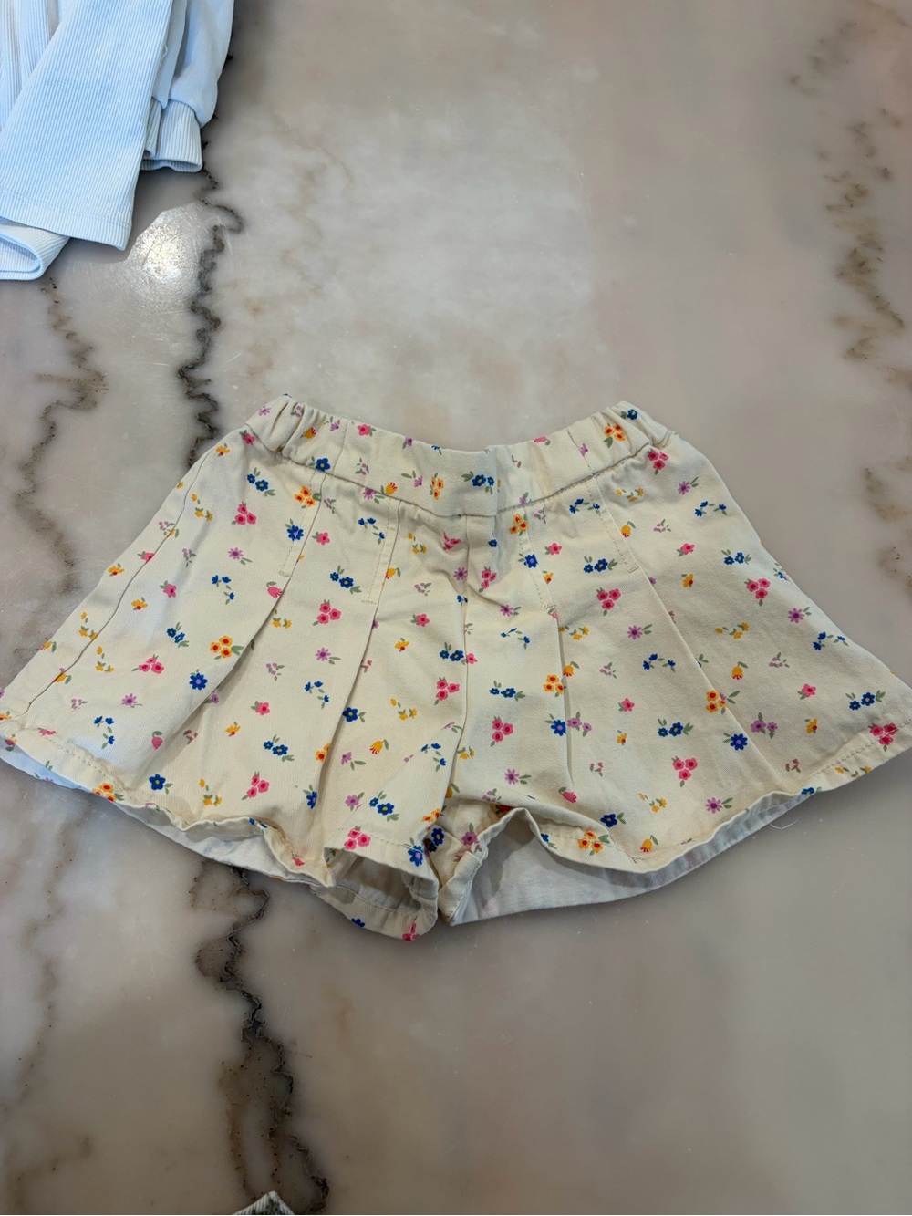 Zara Cream Floral Pleated Skort with Multicolor Flowers